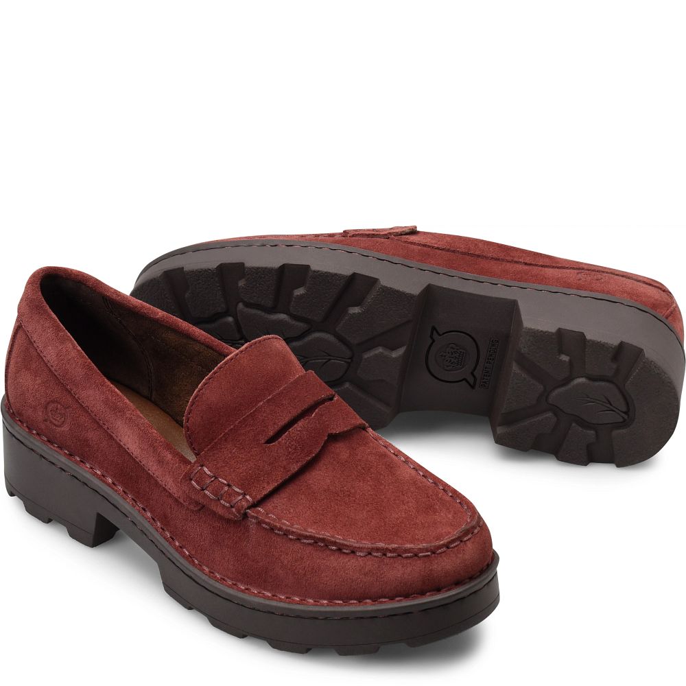 Born Carrera Slip-Ons Burgundy Granata Suede Product ID-1V1Wq29Q