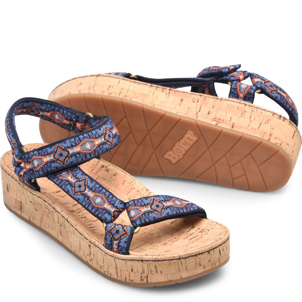 Born Sirena Colors Sandals Navy Fabric Product ID-IhSSFdQs