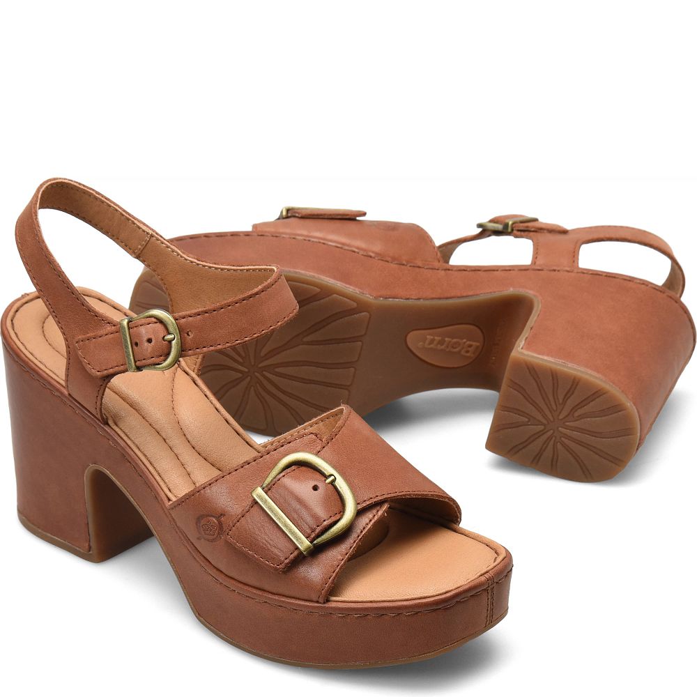 Born Browyn Sandals Cognac With Leather Wrap Product ID-M7lxOr76