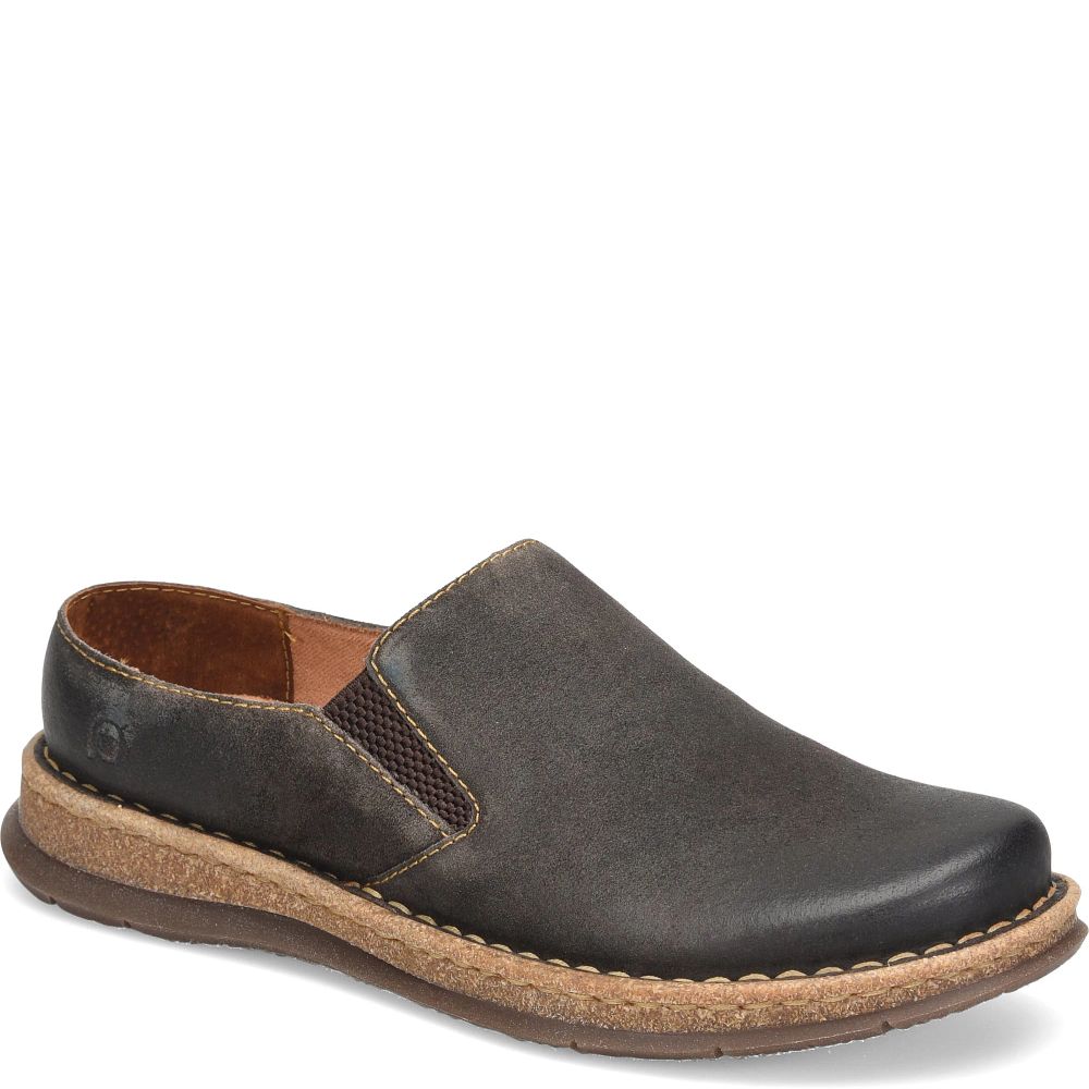 Born Bryson Clog Slip-Ons Dark Concrete Distressed Product ID-RrvmF979